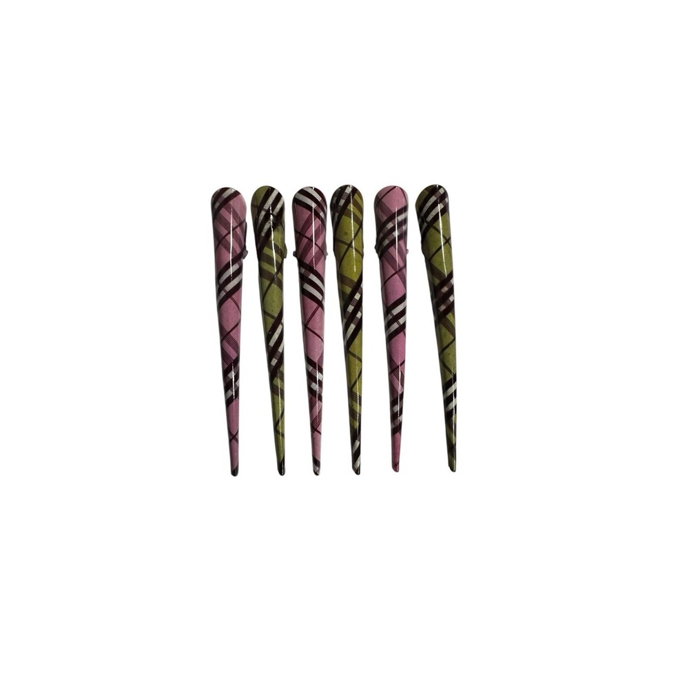 NEW womens hair clip accessories lot of 6‎ pink green plaid metal y2k